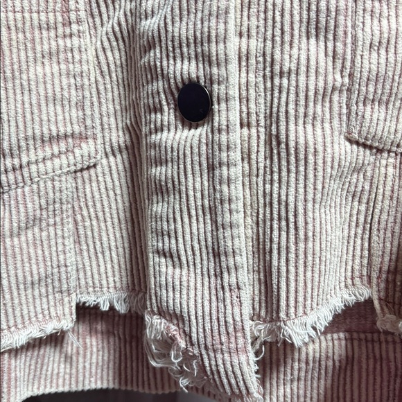 Distressed Corduroy Crop Denim Jacket- powder, Rose - Picture 4 of 9